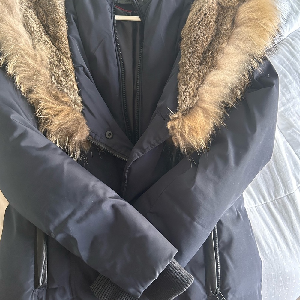RUDSAK Atelier Noir Navy Blue Puffer Coat with Fur Trim - Picture 11 of 14